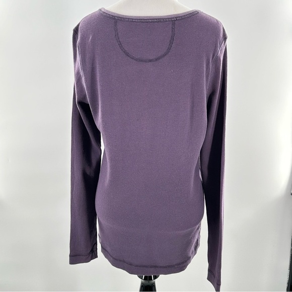 Eddie Bauer womens top size L purple waffle knit cozy henley base layer gorpcore - Picture 5 of 10